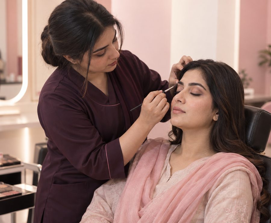 Brows and microblading in Peshawar, the look agreed at the trial, repeated on the day, Derma Glow Makeup Studio